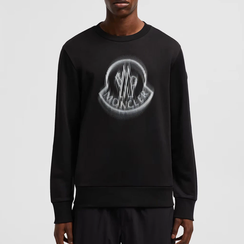 Moncler Vervaagde Logo Sweatshirt Black Heren