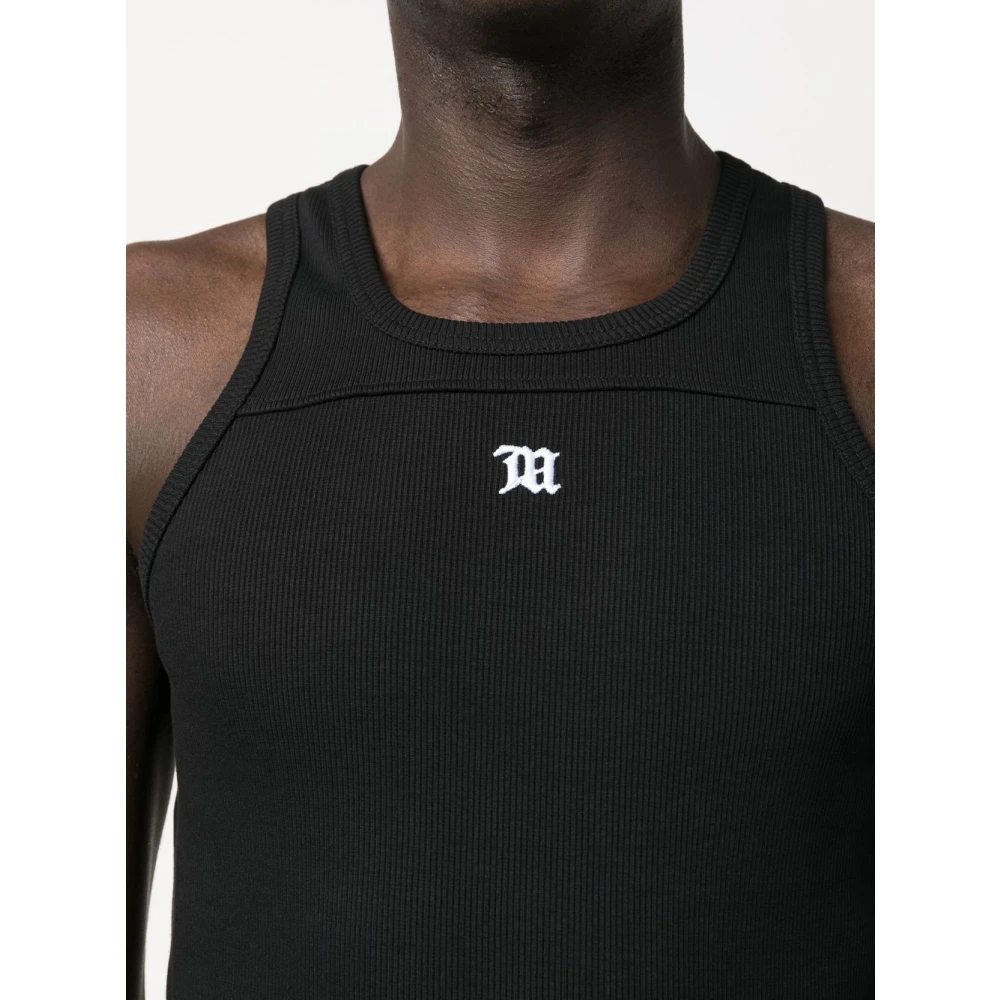 Misbhv Zwart Logo Patch Mouwloos T-shirt Black Heren