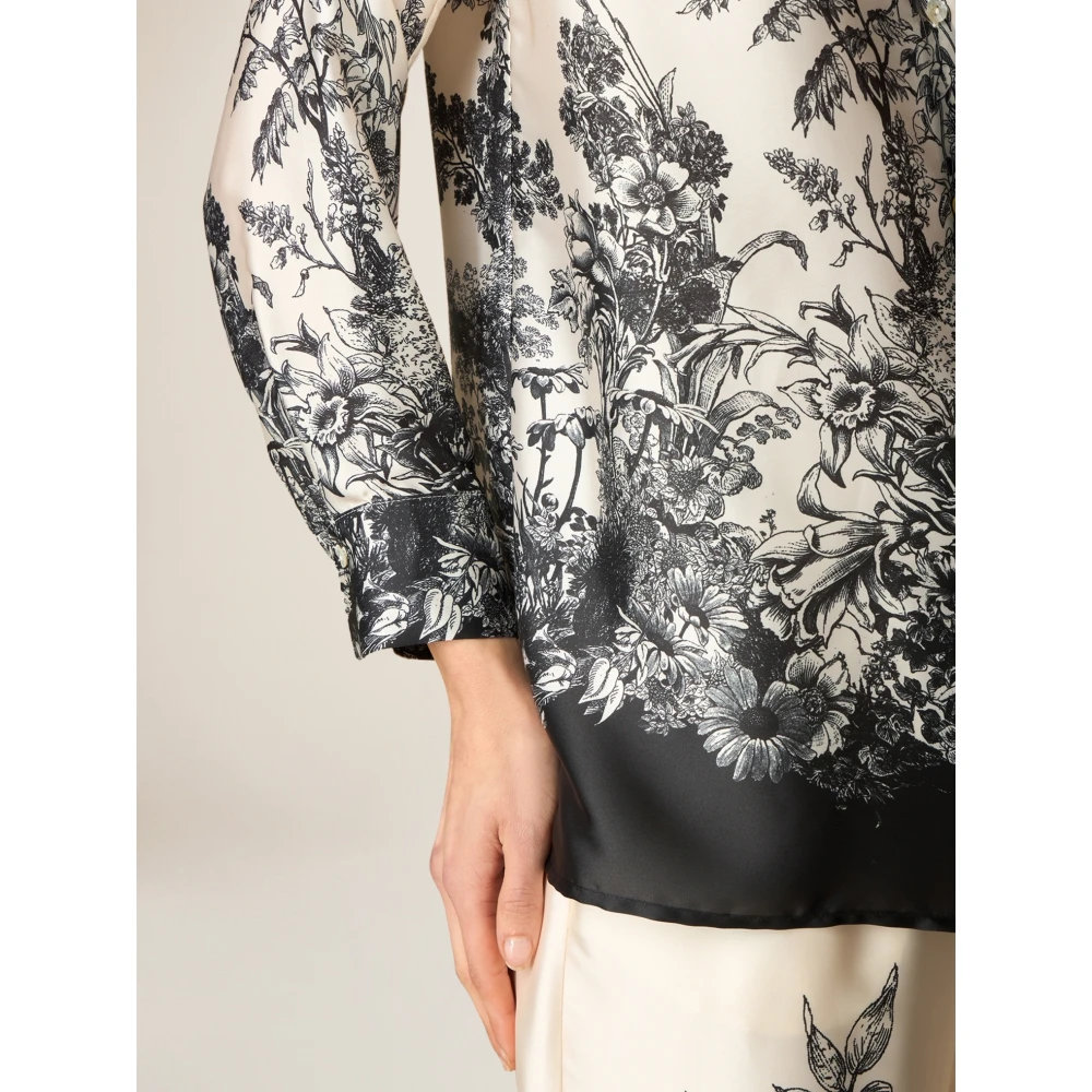 Oltre Satin Blouse met Ramage Patroon Multicolor Dames