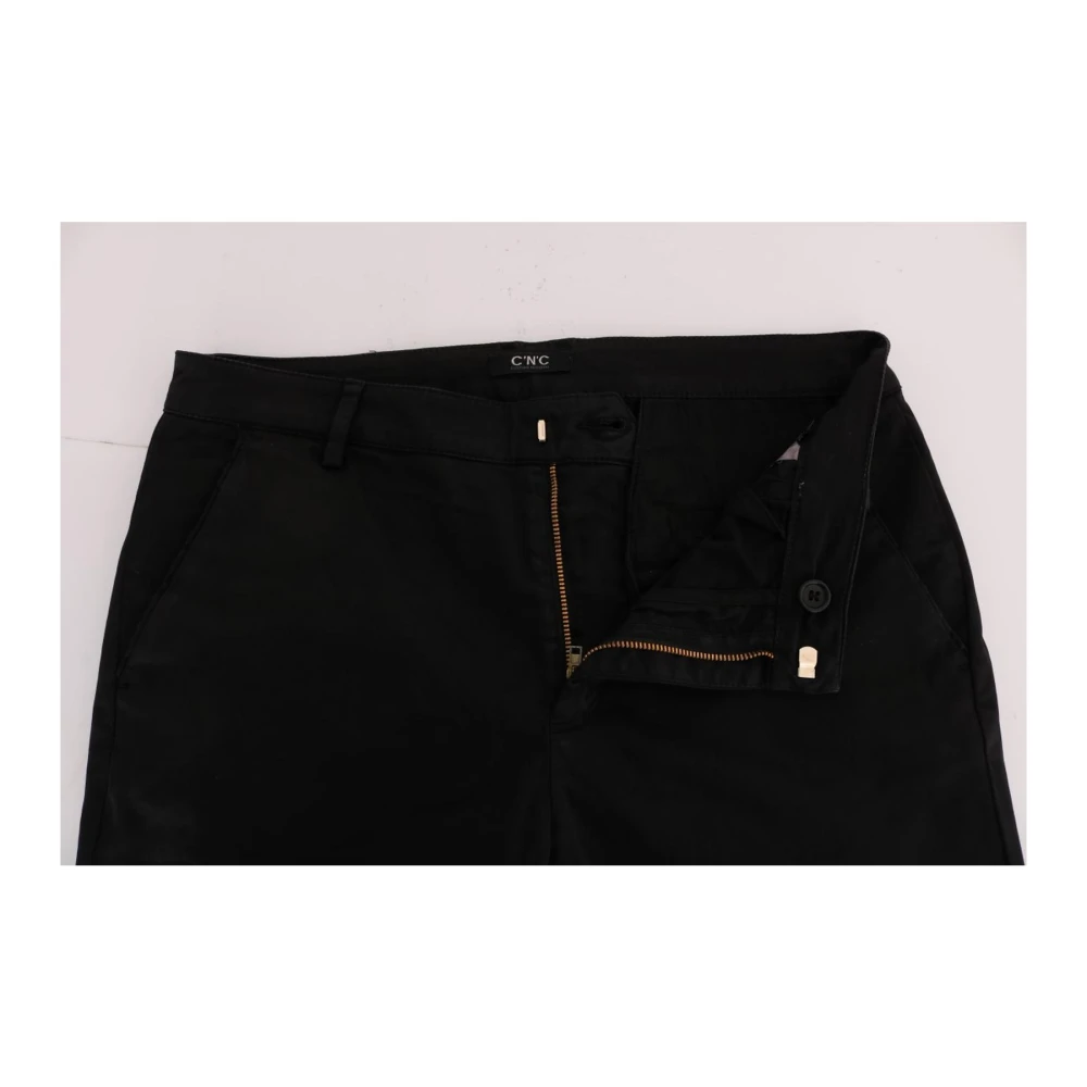 Costume National Zwarte Slim Fit Katoenen Stretchbroek Black Heren