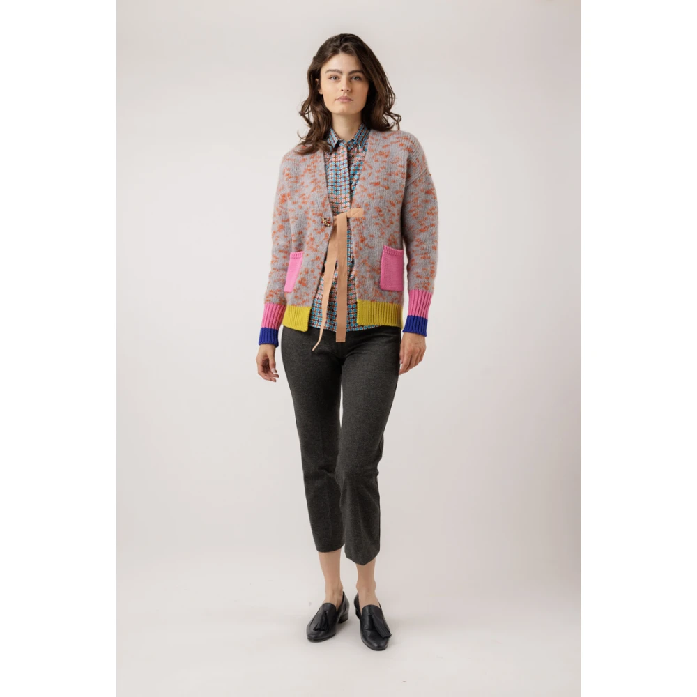 Odeeh Hoge Taille Elastische Broek Gray Dames