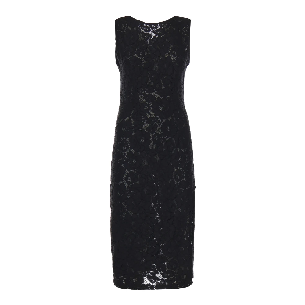 Pinko Women's Black Party Dresses, Xs, Rebrodé Lace Midi Dress