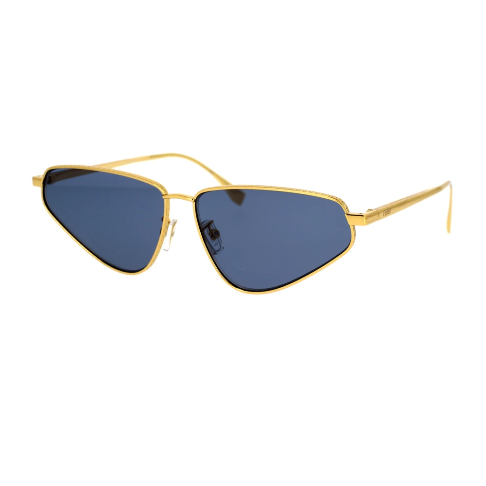 Fendi Glamorösa Cat-Eye Solglasögon med Blå Organiska Linser Yellow, Dam