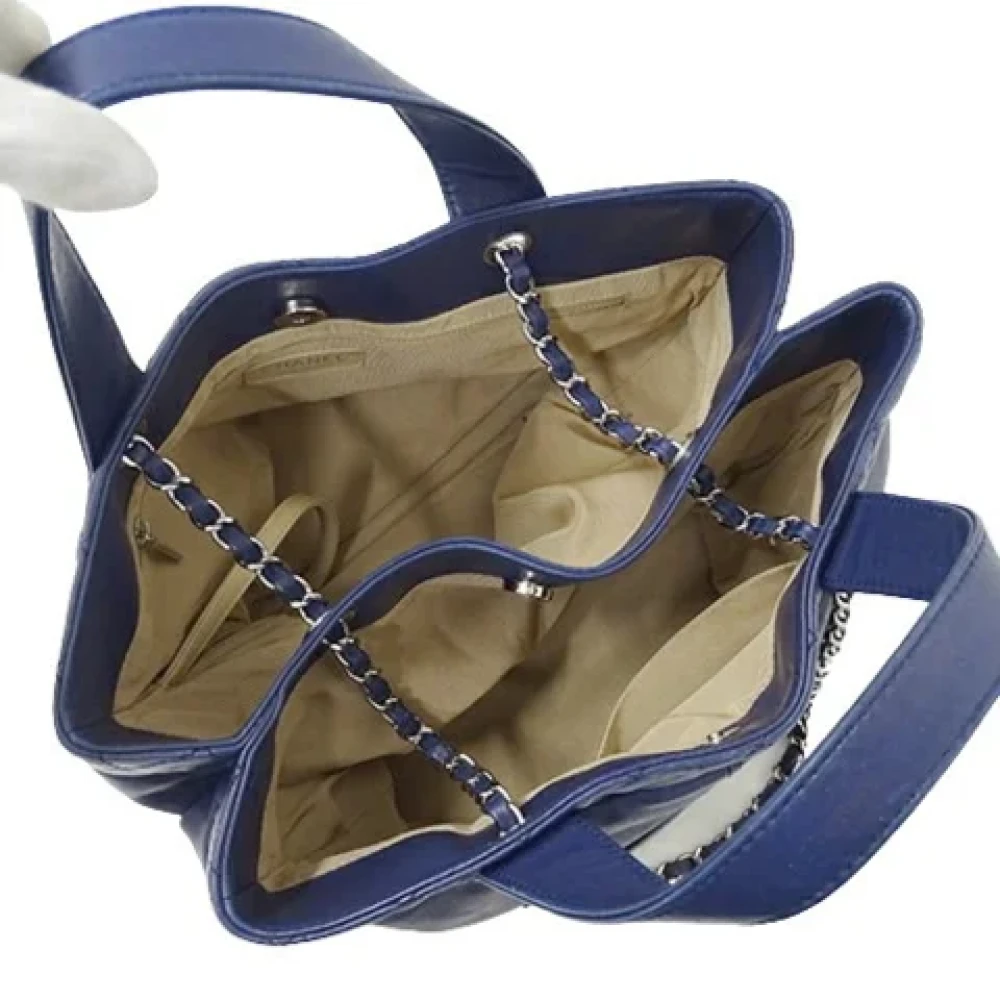 Chanel Vintage Pre-owned Leather totes Blue Dames
