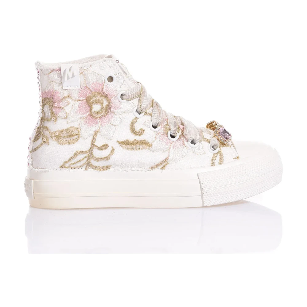 Gull Rosa Brodert Plattform Sneakers