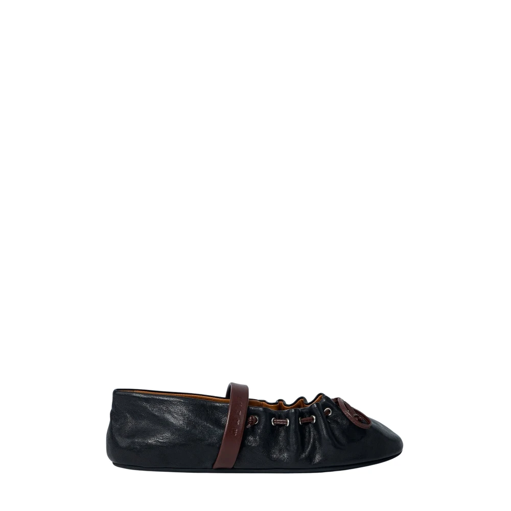 Marni Women's Brown Ballerina Shoes, 4 Uk, Leather Flat Shoes