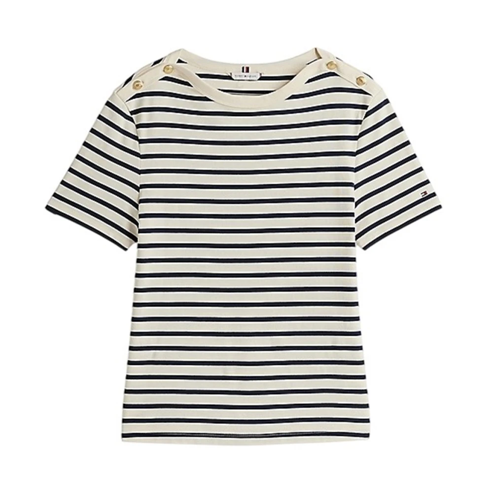 Tommy Hilfiger Korte mouw T-shirt met boothals White Dames