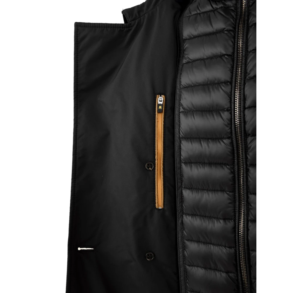 Moorer Zwarte Jassen met Ritssluiting en Knopen Black Heren