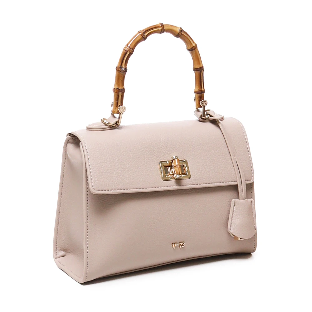 V73 Nude Handtas met Bamboe Handvat Beige Dames