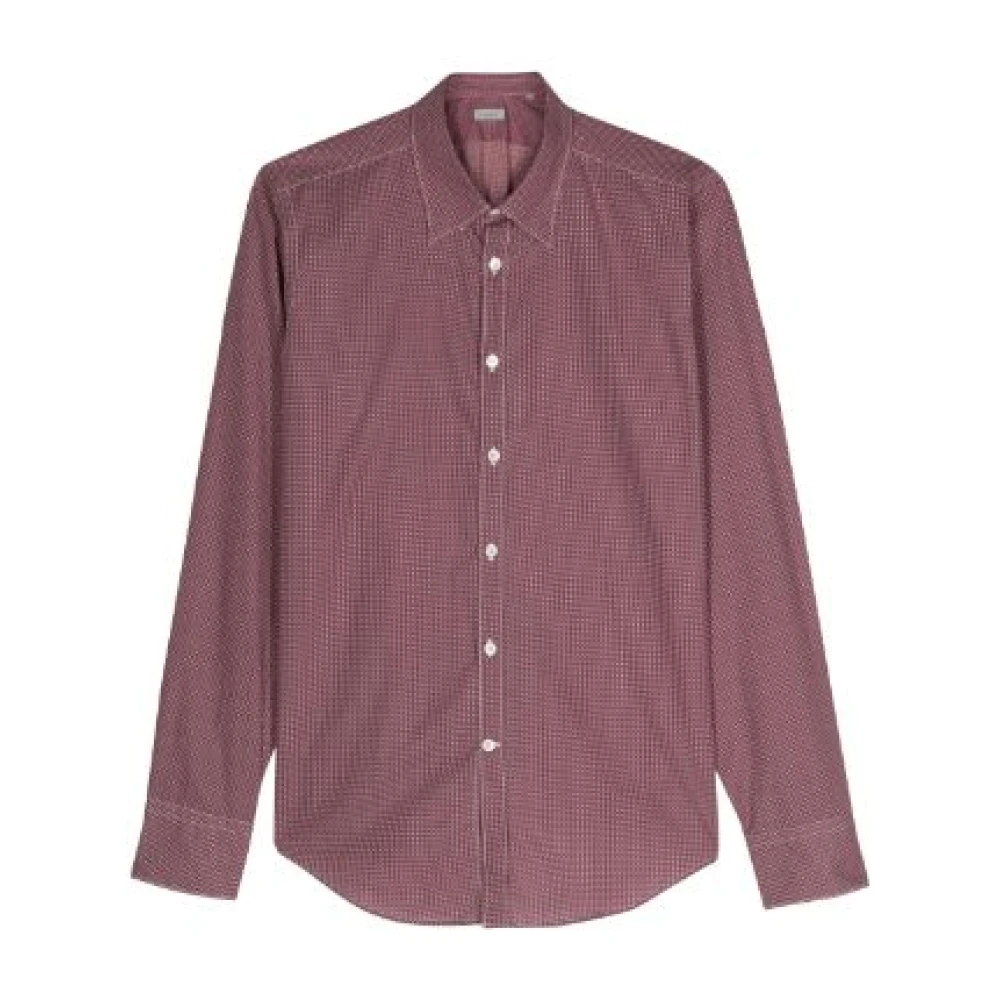 Canali Geometrisch Patroon Overhemd Red Heren