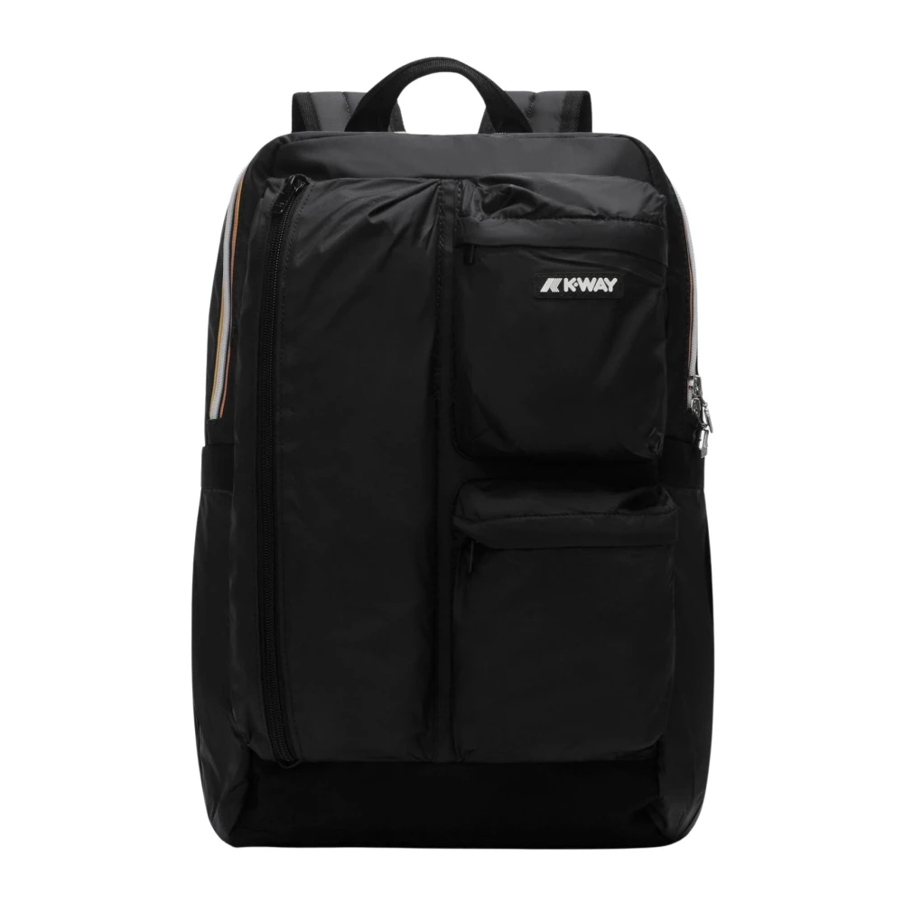K-Way Unisex Zwart Tassen One Size, Nylon, Compacte Nylon Rugzak Voor Stadsreizen