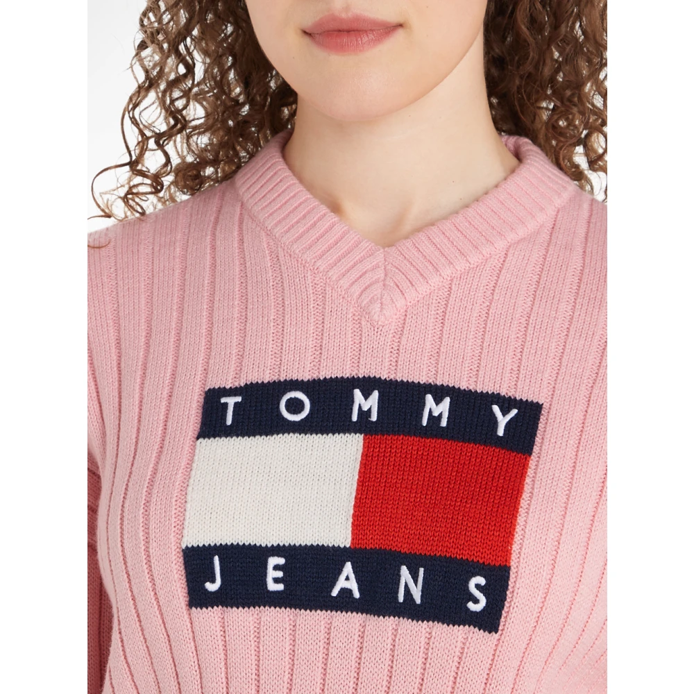 Tommy Jeans Roze vlaglogo trui Pink Dames