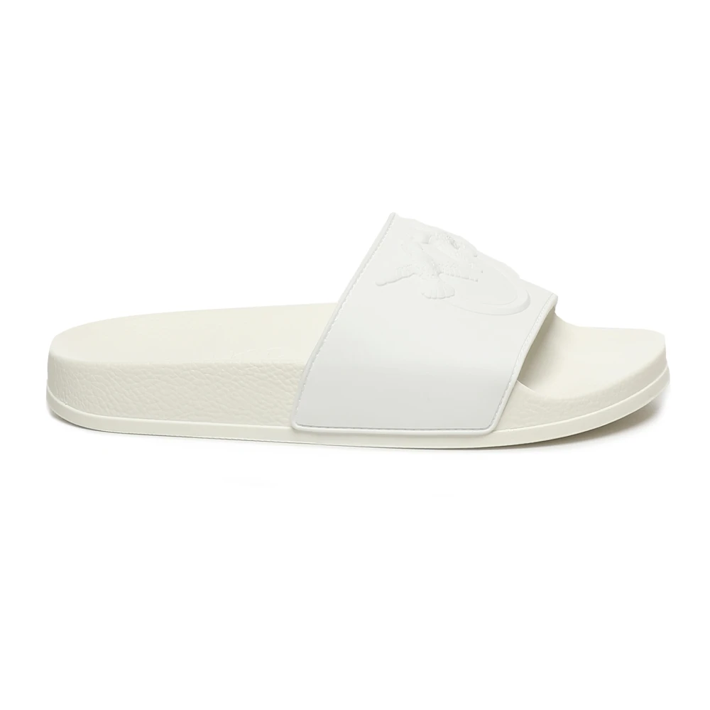 Pinko Sandalias Blancas De Goma Con Estampado De Logotipo Shoes Mujer Blanco 40 Eu
