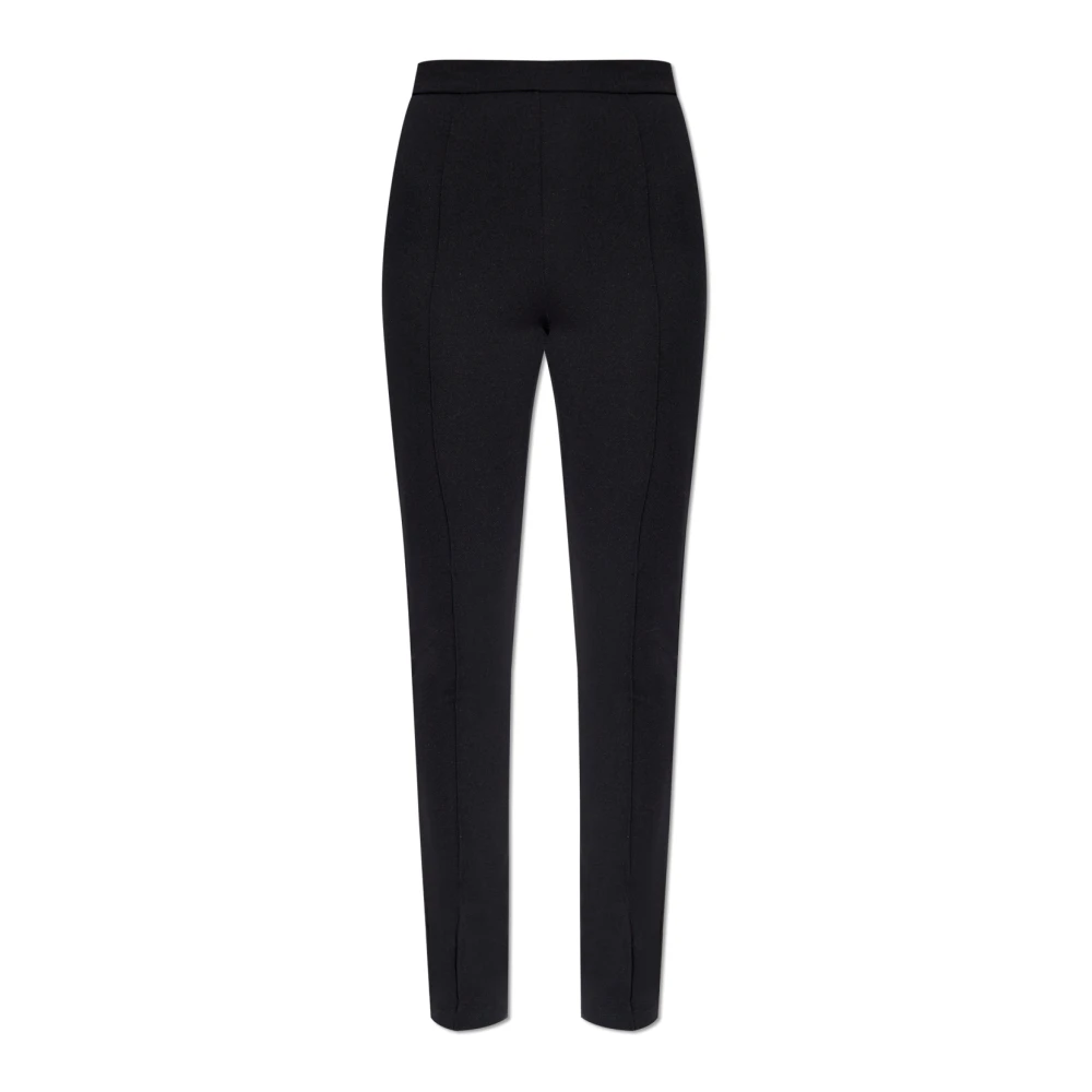 Moncler Zwarte Zijrits Broek Logo Detailering Black Dames