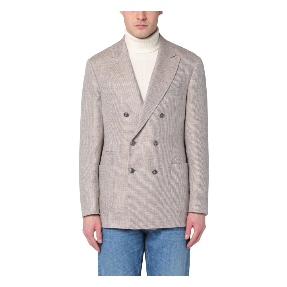 BRUNELLO CUCINELLI Dubbelbreasted jas Gray Heren
