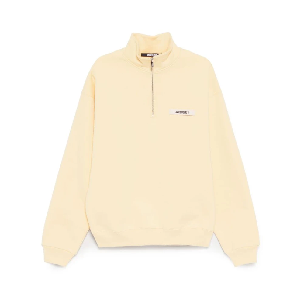 Jacquemus Beige Zip Sweater Drop Shoulder Yellow Heren