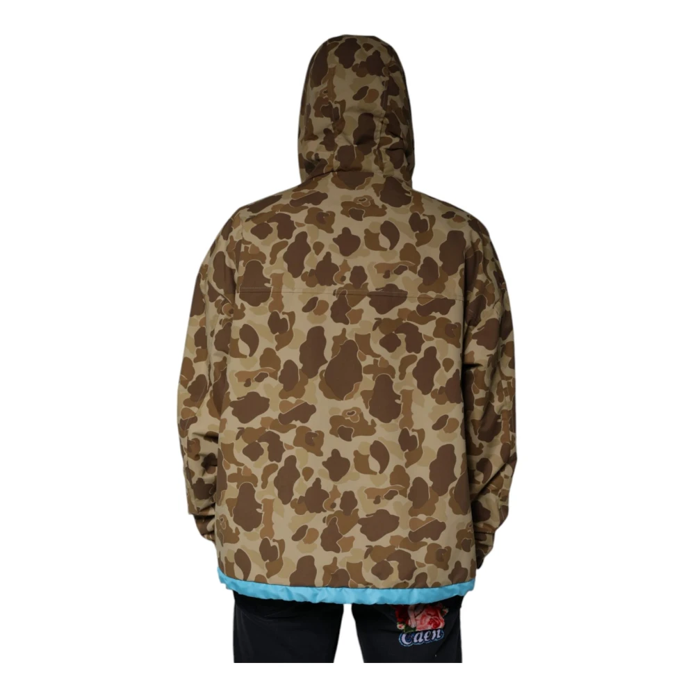 Dolce & Gabbana Bruine Camo Windbreaker Jas met Logo Brown Heren
