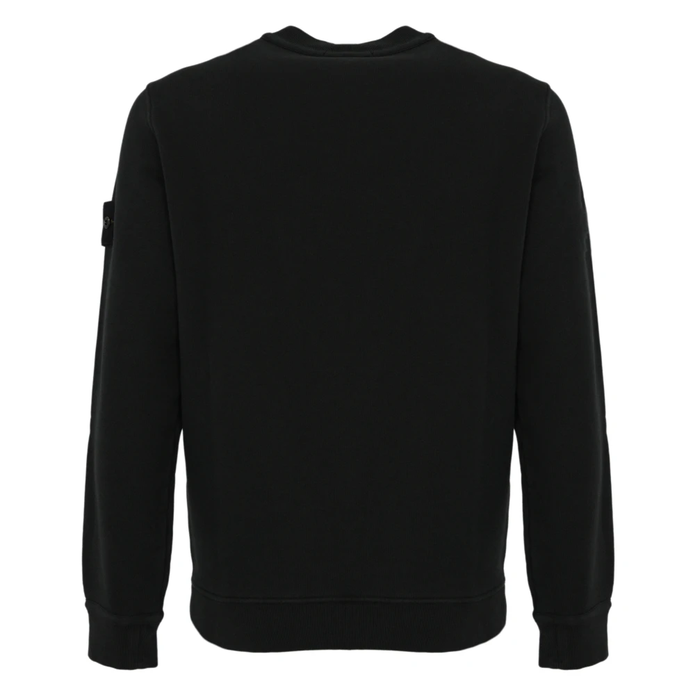 Stone Island Zwarte Katoenen Trui Lange Mouw Black Heren