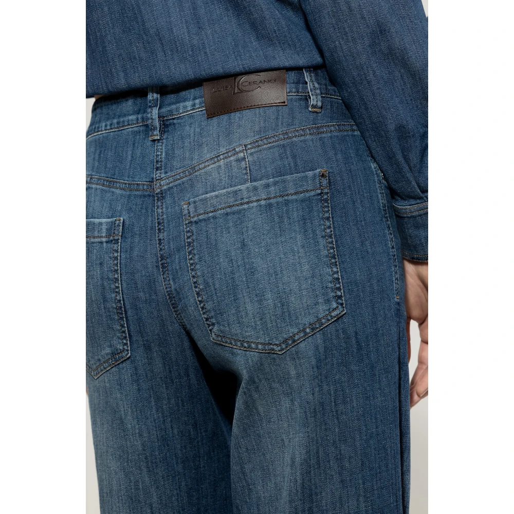 LUISA CERANO Authentieke Wideleg Denim Broek Blue Dames