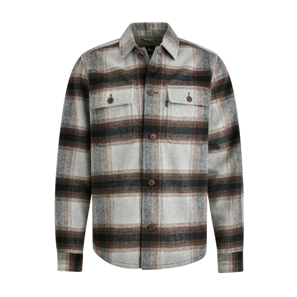 Vanguard Check Brushed Overshirt Gray Heren