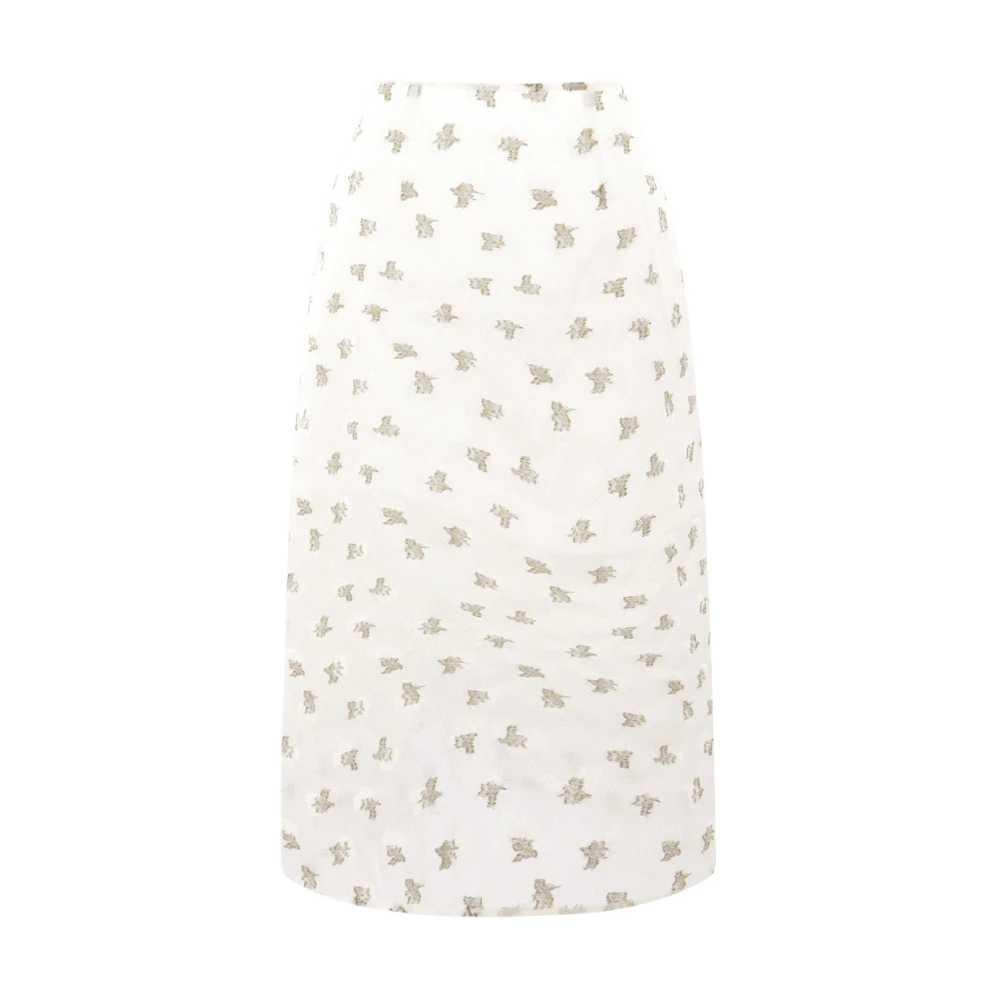 Cecilie Bahnsen Bloemen Geborduurde Pencil Rok White Dames