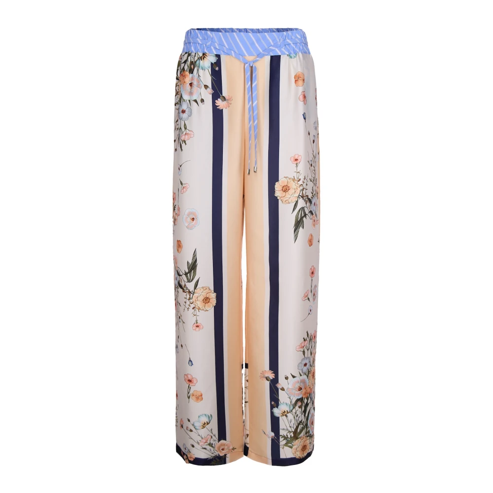 Liu Jo Women's Multicolor Wide Trousers, M, Pantalone A Palazzo Con Motivo Floreale