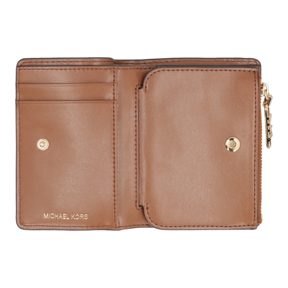 Michael Kors Korrelig Leren Portemonnee met Drukknoopsluiting Brown Dames