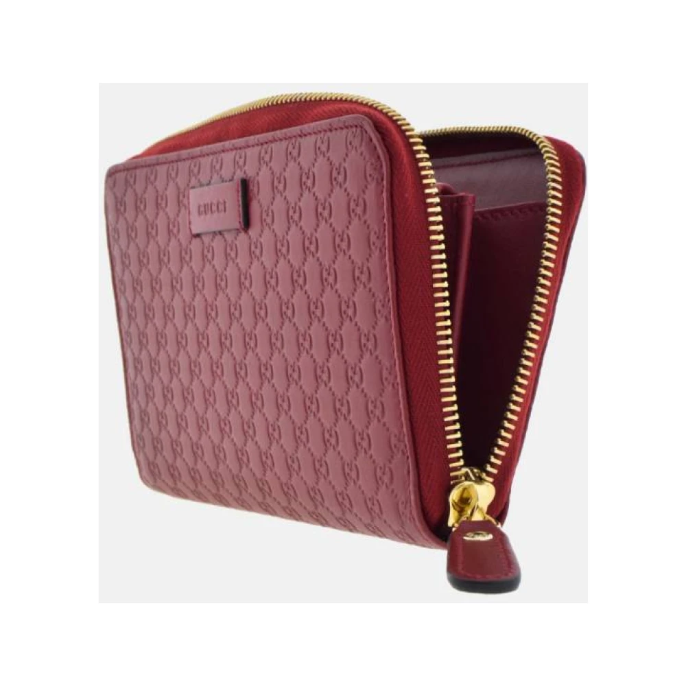 Gucci Rode Leren Portemonnee met Micro sima Print Red Dames