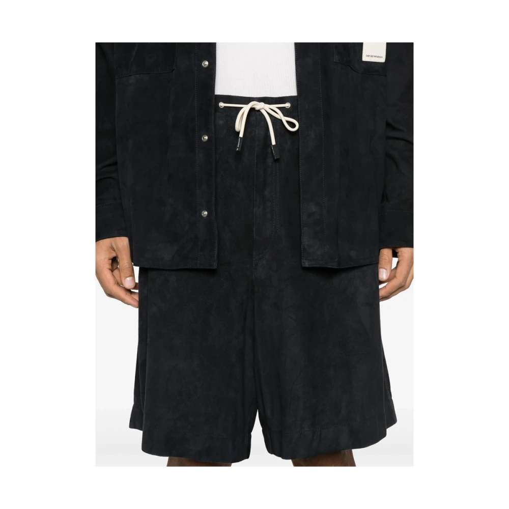Emporio Armani Midnight Blue Shorts met Koordtaille Blue Heren