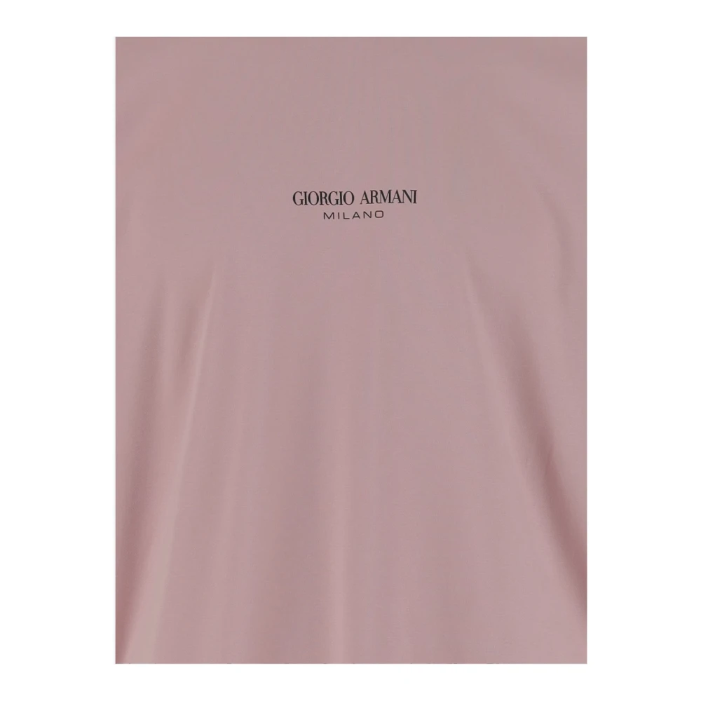 Giorgio Armani Logo Katoenen T-shirt Roze Ronde Hals Pink Heren