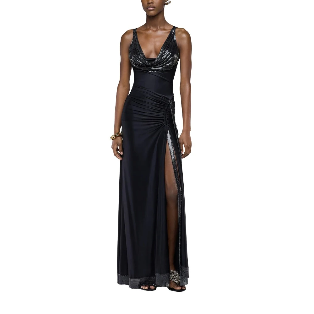 Rabanne Black Cowl-Neck Maxi Dress - Female - Gowns - S - Dresses
