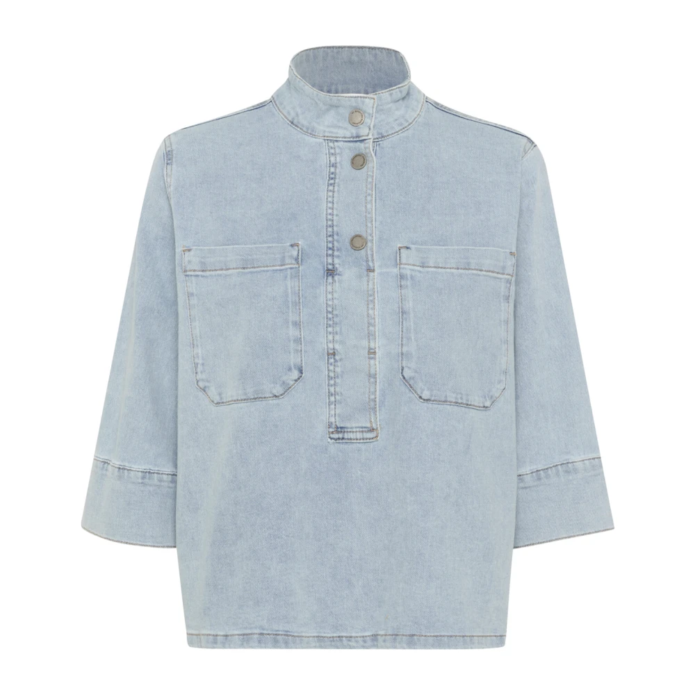 My Essential Wardrobe Lichtblauwe Wassing Denim Blouse Blue Dames