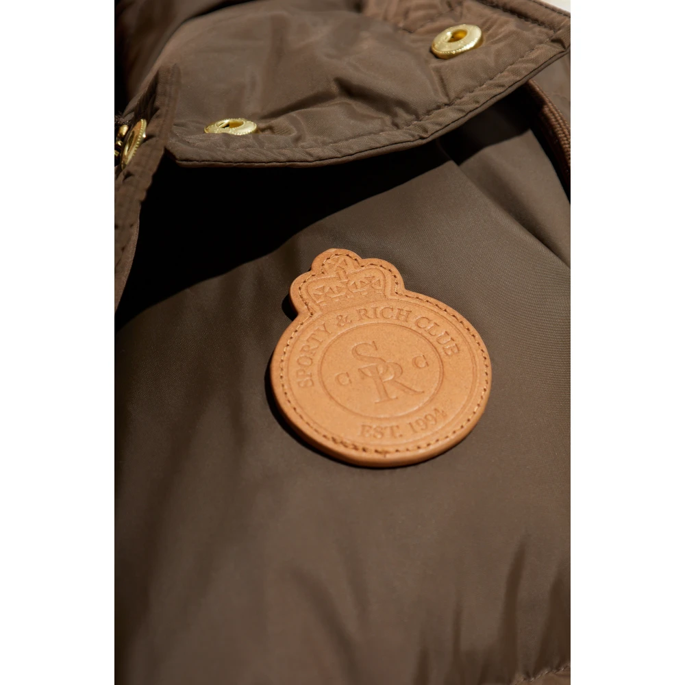Sporty & Rich Gewatteerde jas met capuchon Brown Dames
