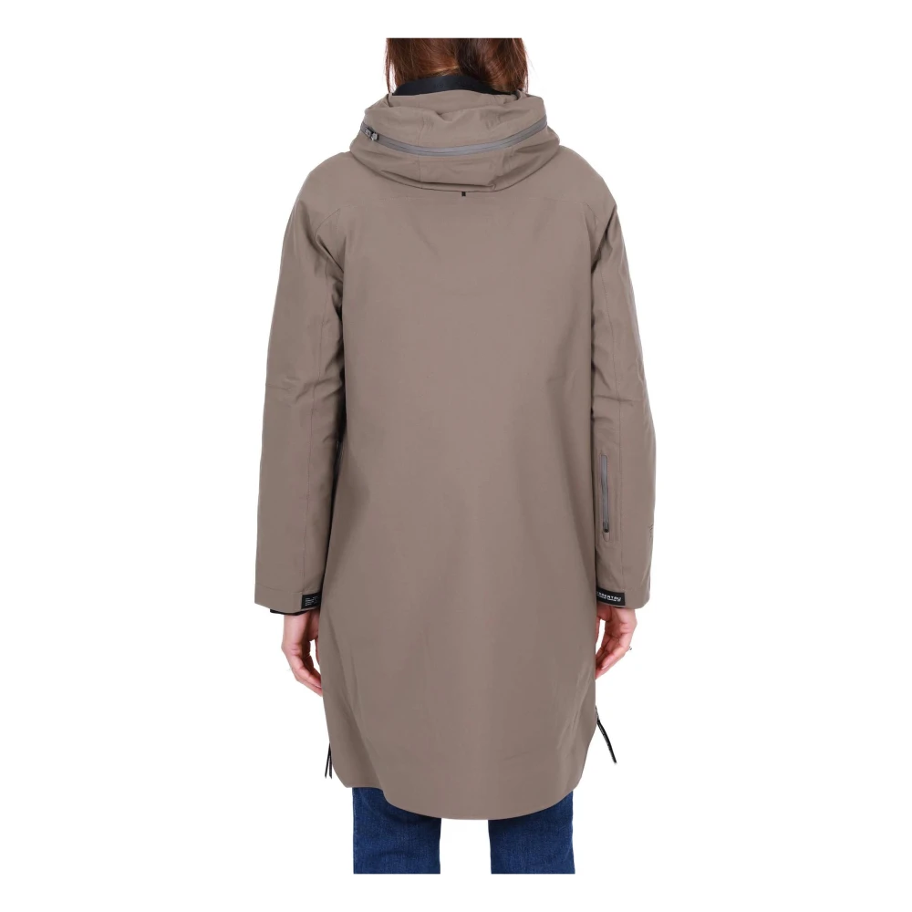 Krakatau Beige Hooded Lange Parka Jas Beige Dames
