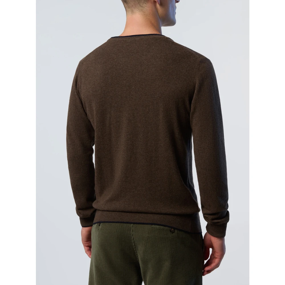 North Sails Bruine Crewneck Sweater Contrast Trim Brown Heren