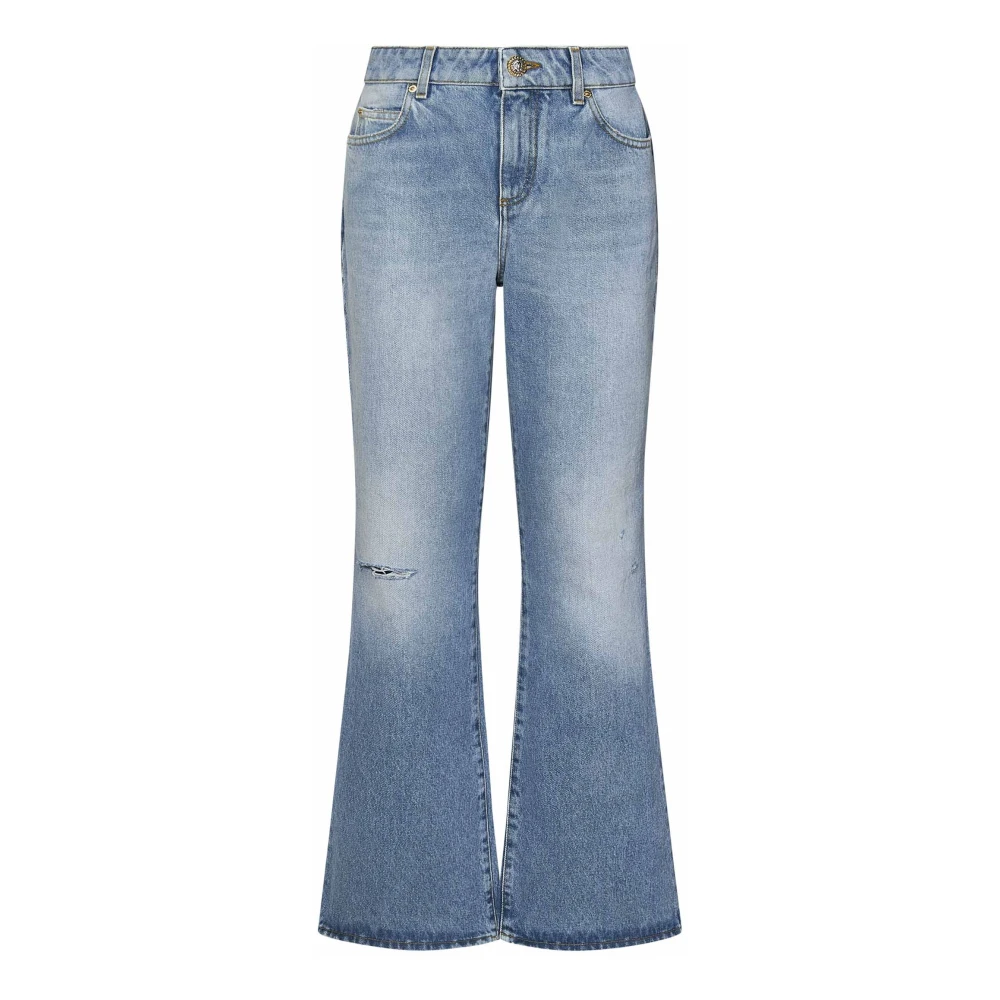 Balmain Blauwe Flared Jeans met Leeuwenknopen Blue Dames