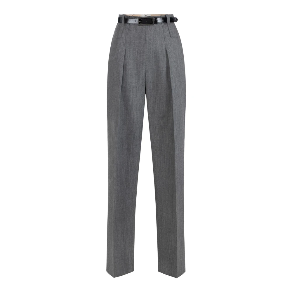 Elisabetta Franchi , Wide Trousers, Female, Gray, Xs, Wool Trousers