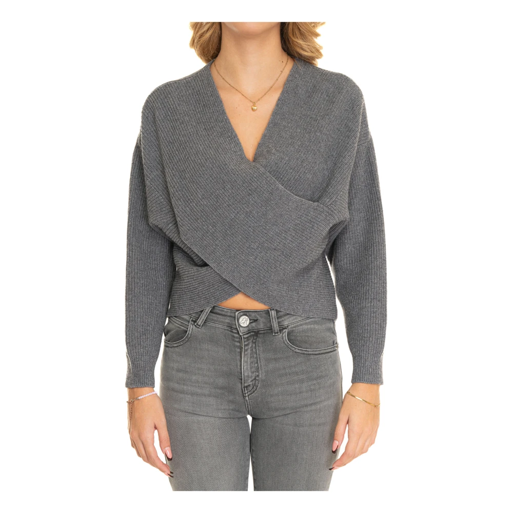 Pennyblack Gekruiste Voorkant Wollen Trui Gray Dames