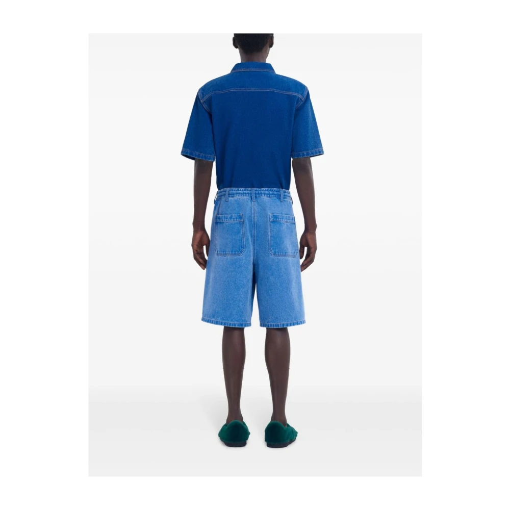 Marni Denim shorts met bloemenmotief Blue Heren