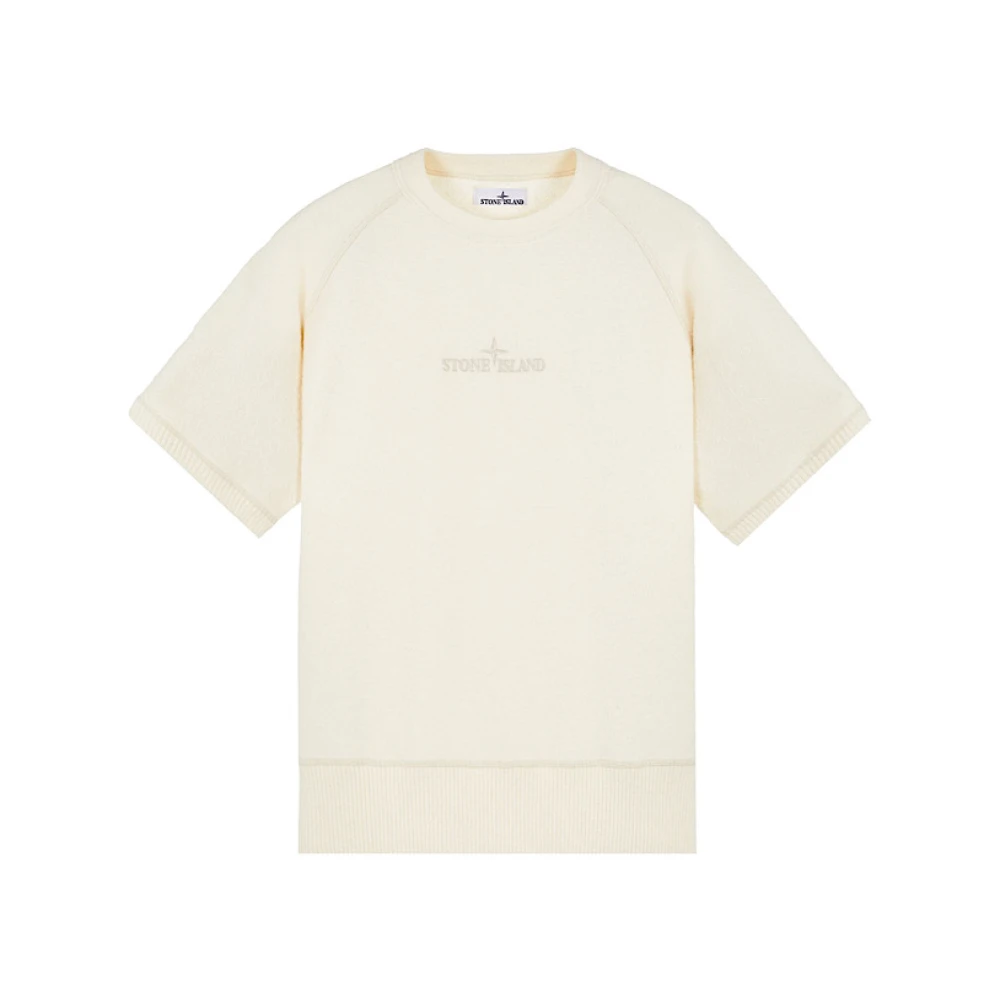 Stone Island Gauzed Stickad Crewneck Löst Passform Beige, Herr