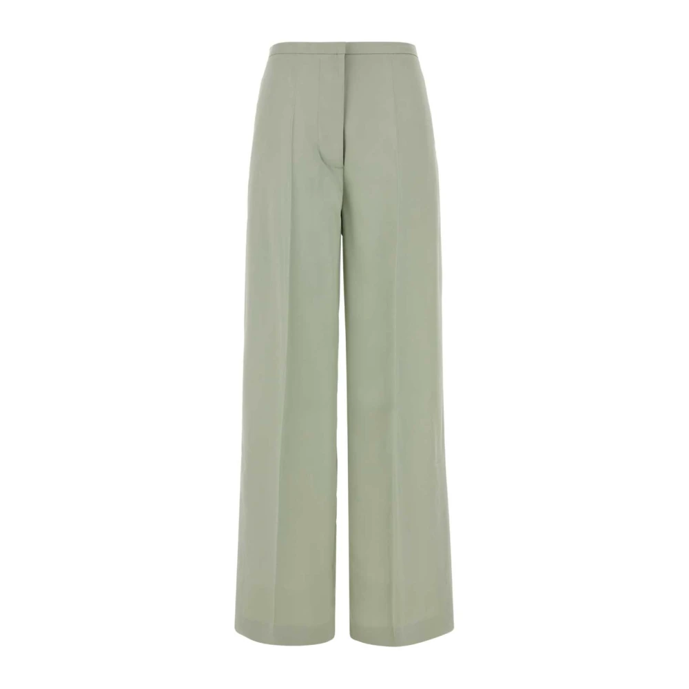 Alberta Ferretti Vrouw Groente Broeken Dames, Groen, M, Satijn, Satijnen Broek Met Wijde Pijpen