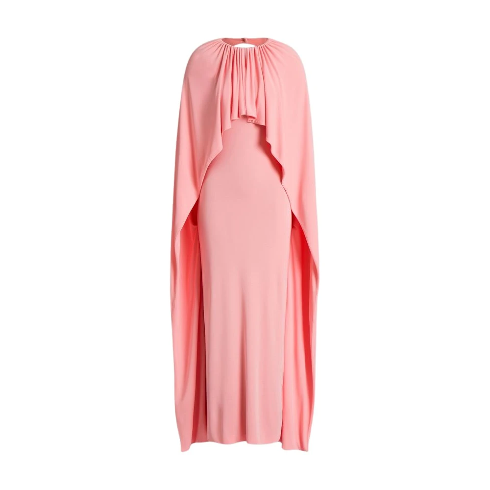 Alberta Ferretti Pink Gowns, Female, L, Viscose Jersey Column Gown With Back Cut-Out