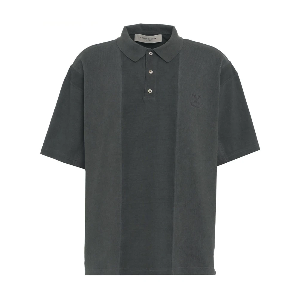Golden Goose Grijze Polo Shirt met Borduurwerk Gray Heren
