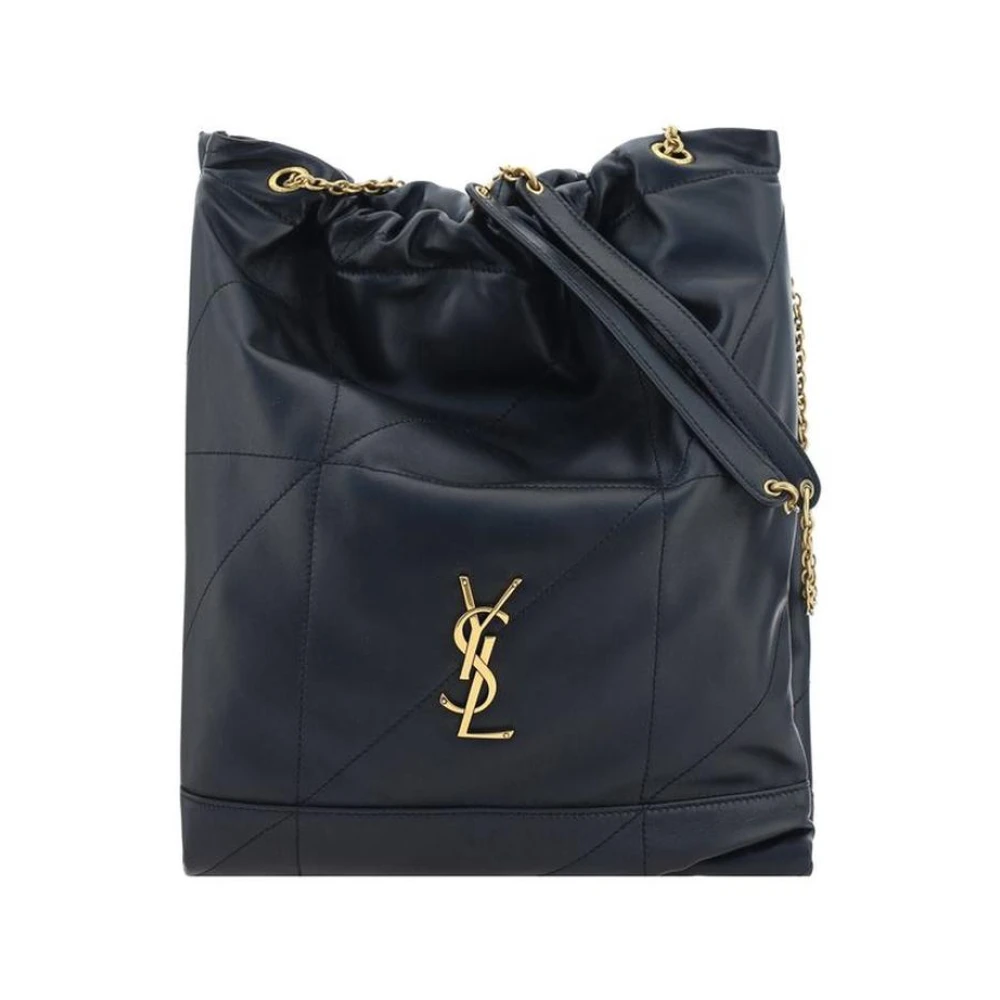 Saint Laurent Women's Black Luxury Lambskin Bucket Bag With Chain