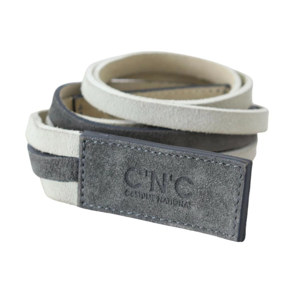 Costume National Women's White Velvet Logo Leather Fashion Belt - Belts - One Size - Accessories