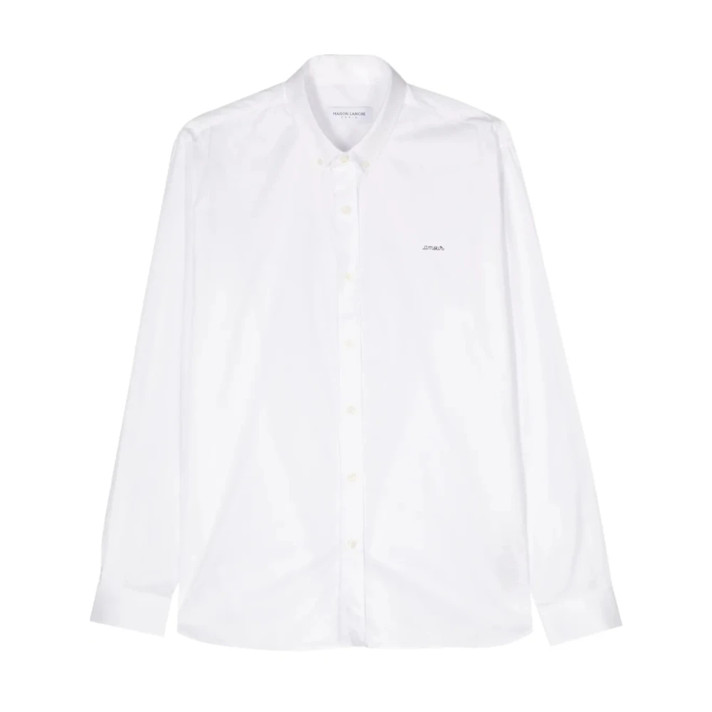 Maison Labiche Tijdloos Herensherbes twill overhemd Liefde White Heren