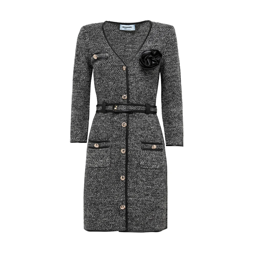 Blugirl Grijze Elegante Jurk met Geborduurde Details Gray Dames