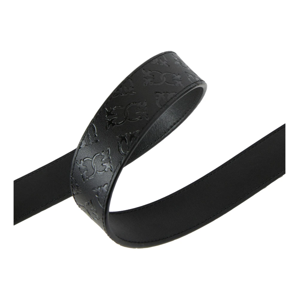 pinko Love Berry Monogram Leren Riem Zwart Black Dames