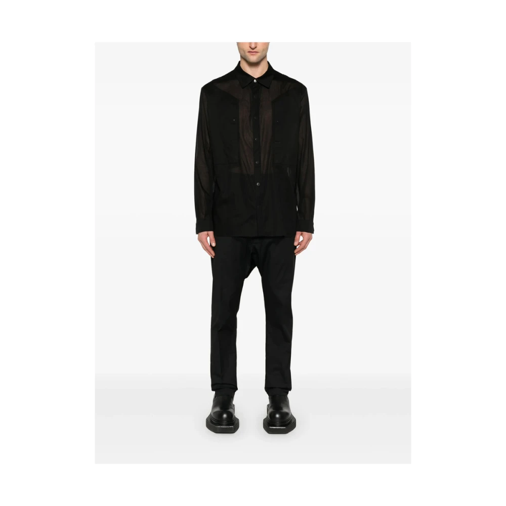 Rick Owens Zwarte knoopsluiting met lange mouwen Black Heren