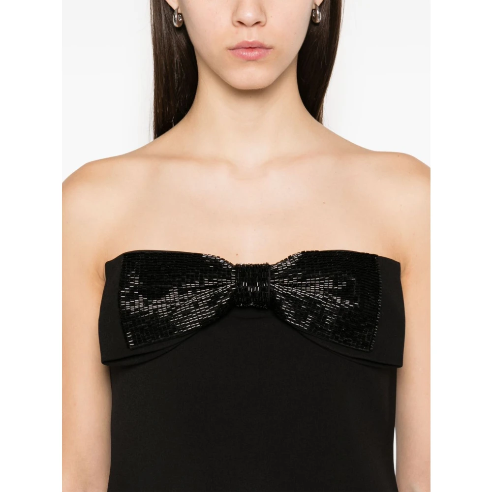Self Portrait Beaded Bow Bandeau Top Black Dames